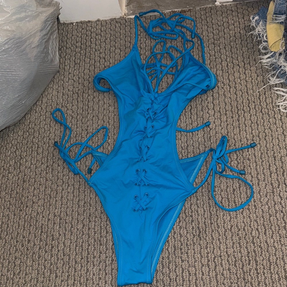 SKIMS Blue Strappy Bikini